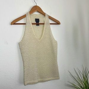 INC sleeveless top v neck pearl color